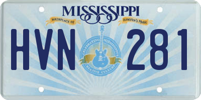 MS license plate HVN281