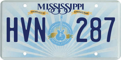 MS license plate HVN287