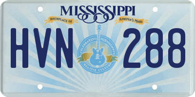 MS license plate HVN288