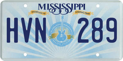MS license plate HVN289