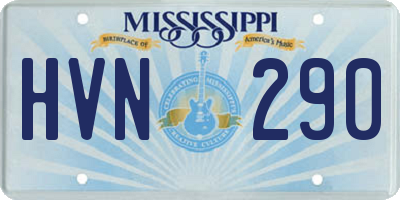 MS license plate HVN290
