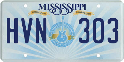 MS license plate HVN303