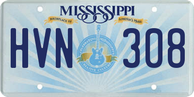 MS license plate HVN308
