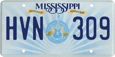 MS license plate HVN309