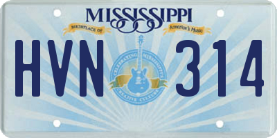 MS license plate HVN314