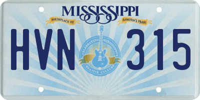 MS license plate HVN315