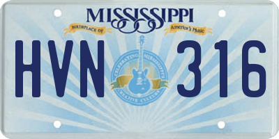 MS license plate HVN316