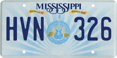MS license plate HVN326