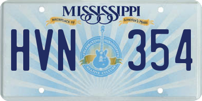 MS license plate HVN354