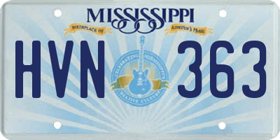 MS license plate HVN363