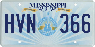 MS license plate HVN366