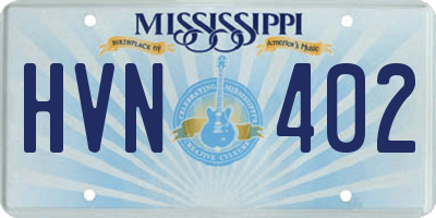 MS license plate HVN402