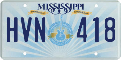 MS license plate HVN418