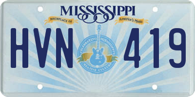 MS license plate HVN419