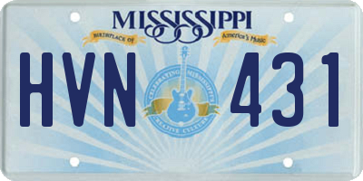 MS license plate HVN431