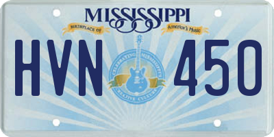 MS license plate HVN450