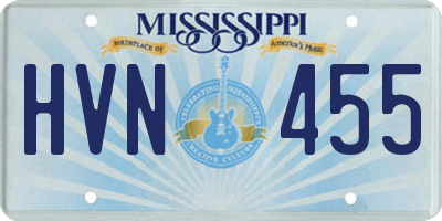 MS license plate HVN455