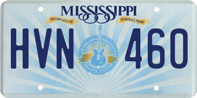MS license plate HVN460