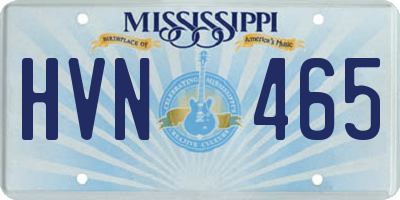 MS license plate HVN465