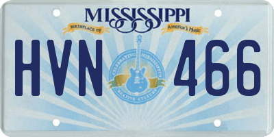 MS license plate HVN466