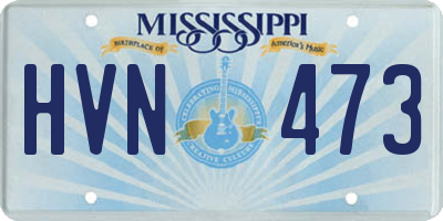MS license plate HVN473