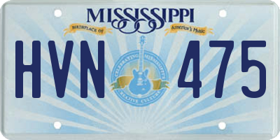 MS license plate HVN475