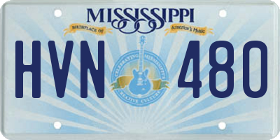 MS license plate HVN480