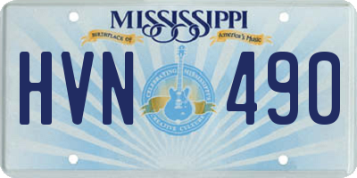MS license plate HVN490
