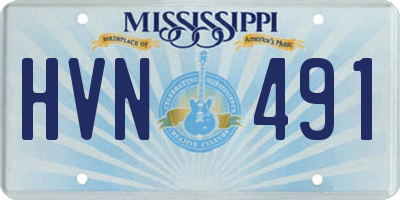 MS license plate HVN491