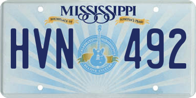 MS license plate HVN492