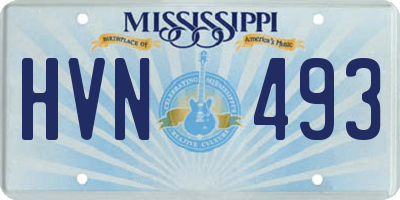 MS license plate HVN493
