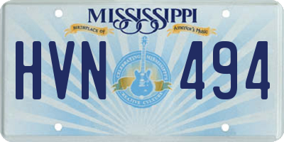 MS license plate HVN494