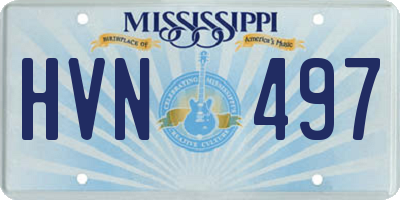 MS license plate HVN497