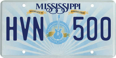 MS license plate HVN500