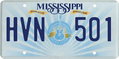 MS license plate HVN501