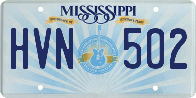 MS license plate HVN502