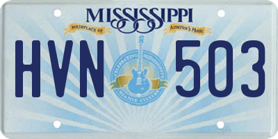 MS license plate HVN503