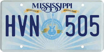 MS license plate HVN505