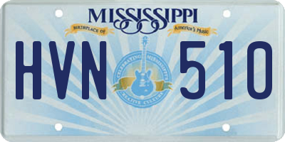 MS license plate HVN510
