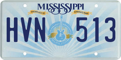MS license plate HVN513