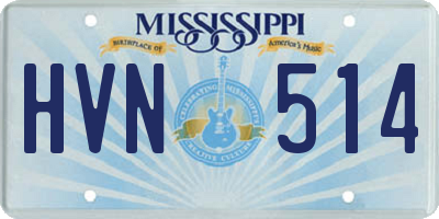 MS license plate HVN514