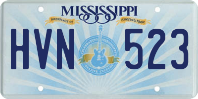 MS license plate HVN523