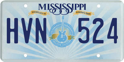 MS license plate HVN524