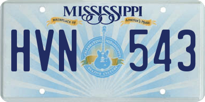 MS license plate HVN543