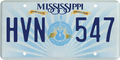 MS license plate HVN547