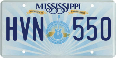 MS license plate HVN550