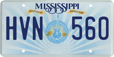 MS license plate HVN560