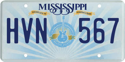 MS license plate HVN567