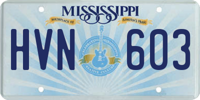 MS license plate HVN603
