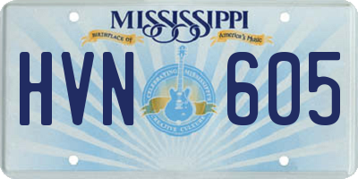 MS license plate HVN605